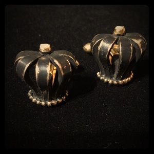 Black and Gold Crown Cufflinks